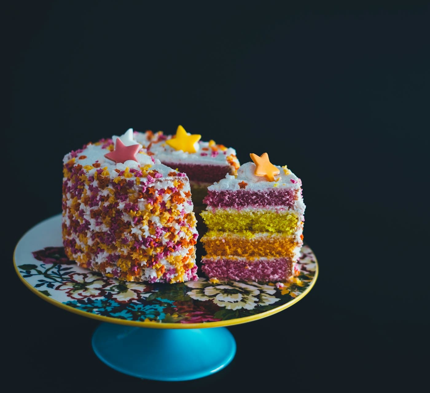A layered sprinkle cake