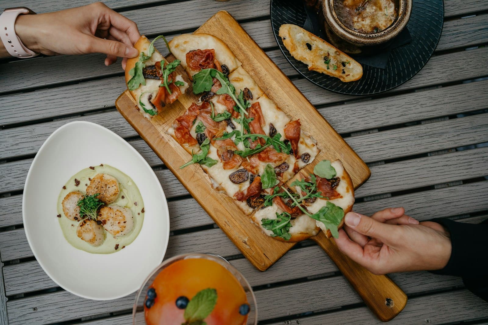 Pizza on a wooden board