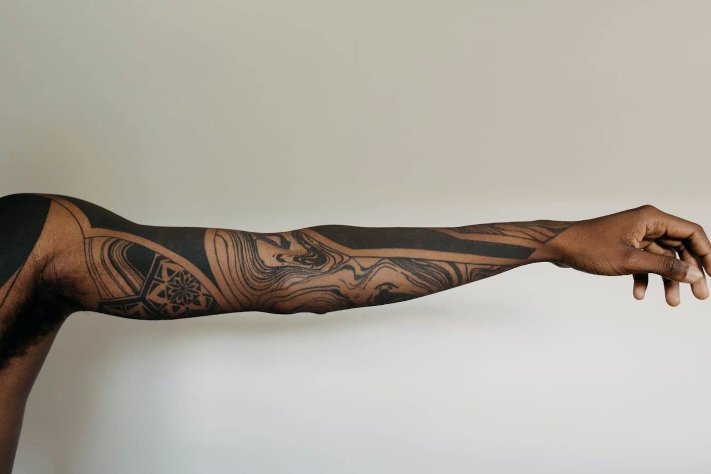 A full sleeve on a stretched arm